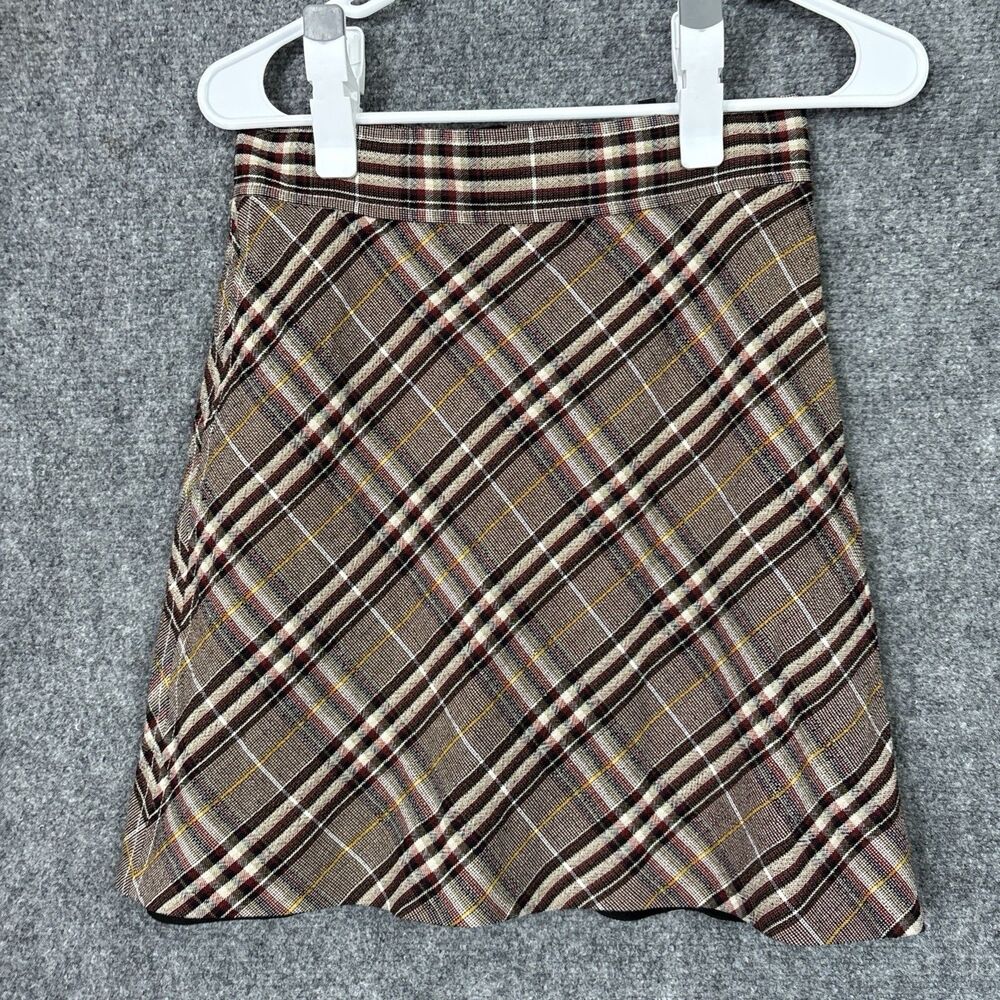 Theory Mini Bexley Skirt Womens Size 2 Brown Plaid Academia Preppy Hipster